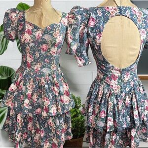 Vintage GUNNE SAX Floral Puff Sleeve Dress